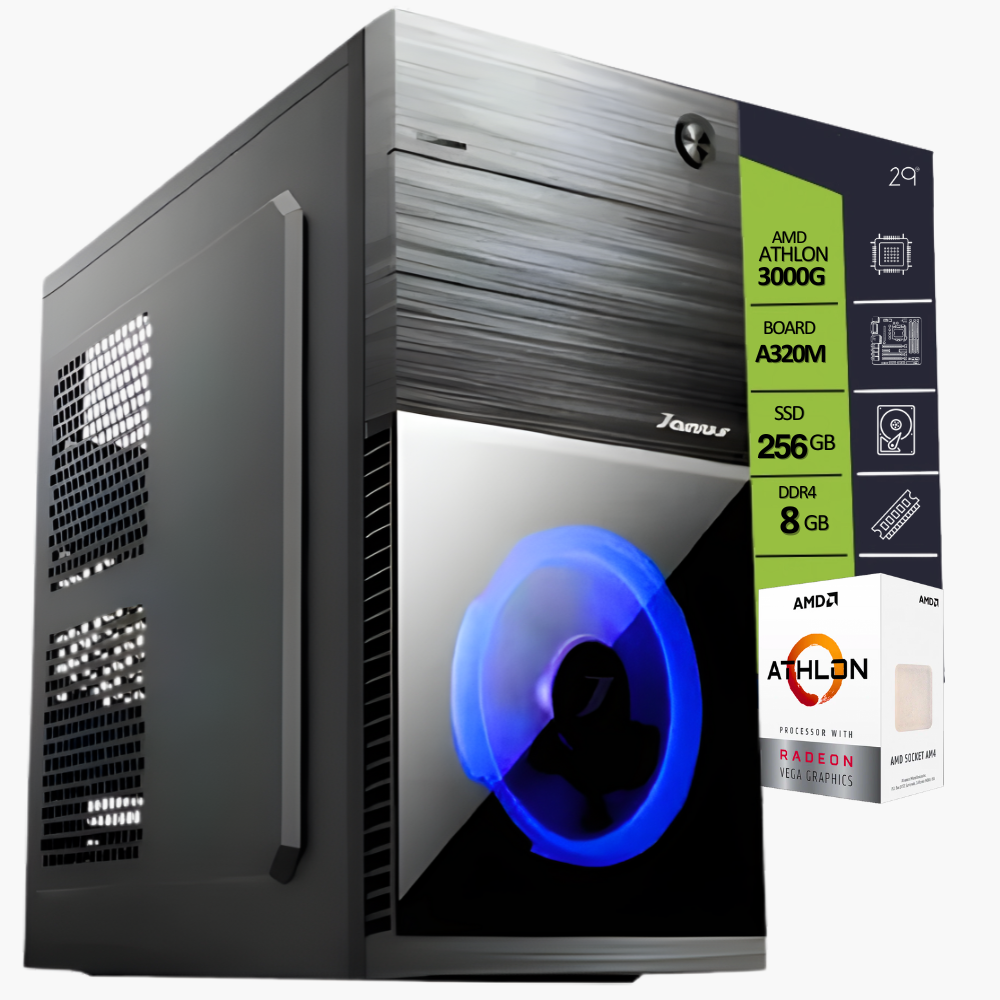 CPU AMD ATHLON 3000G / BOARD ASUS A320M-K / SSD 256GB / RAM DDR4 8GB