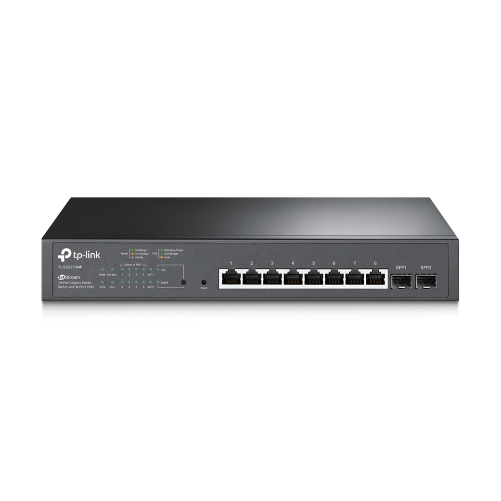 SWITCH TP-LINK TL-SG2210MP 8 PUERTOS 10/100/1000 GIGABIT POE 2 RANURAS SFP ADMINISTRABLE