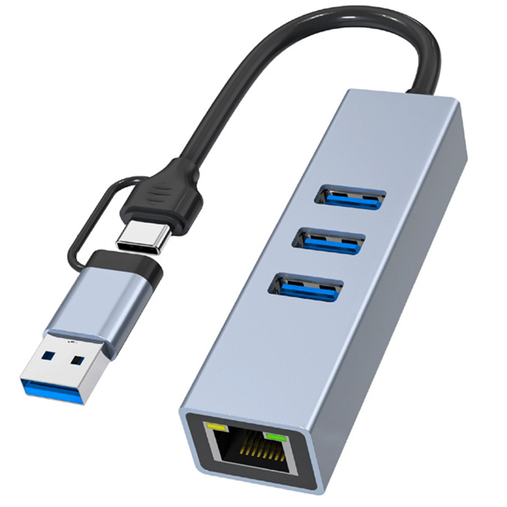 HUB JALTECH SL-030 4 EN 1 CABLE TIPO C / 3 USB-3.0 / 1 RJ45