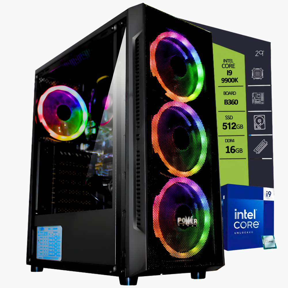 CPU INTEL CORE 9 9900K/ BOARD GIGABYTE B360/ SSD M.2 512GB / RAM DDR4 16GB