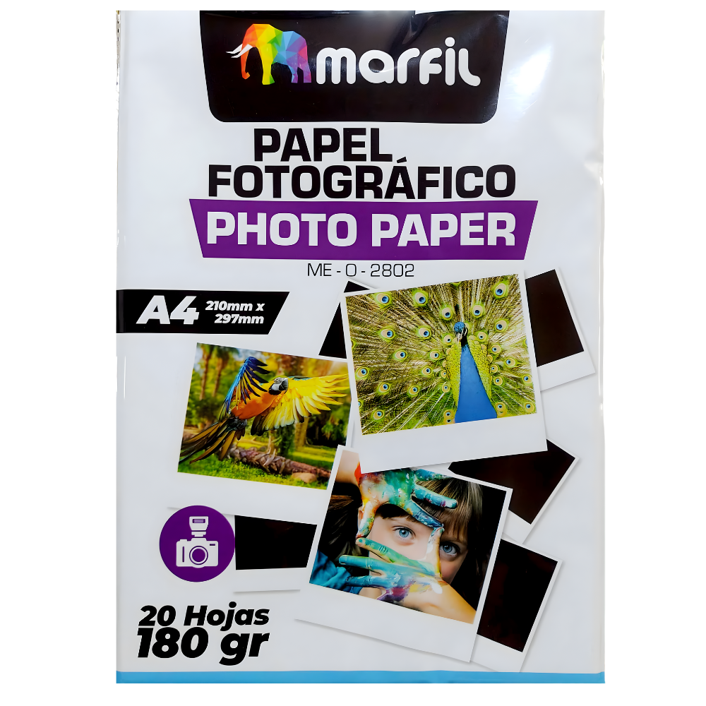 PAPEL FOTOGRAFICO 180GR X 20 HOJAS TAMAÑO A4 210MM X 297MM MARFIL