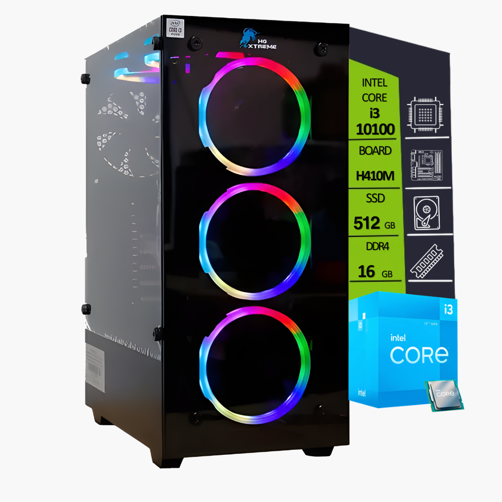 CPU INTEL CORE I3 10100 / BOARD GIGABYTE H410M / SSD M.2 512GB / RAM DDR4 8GB