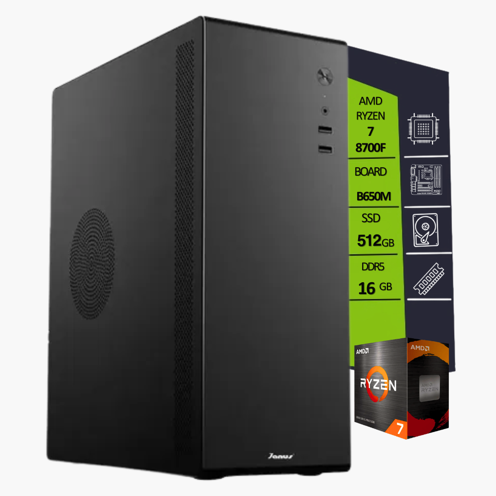 CPU AMD RYZEN 7 8700F/ BOARD B650M/SSD 512GB/RAM DDR5 16GB/T.V RTX 3050 VENTUS 6GB/V200
