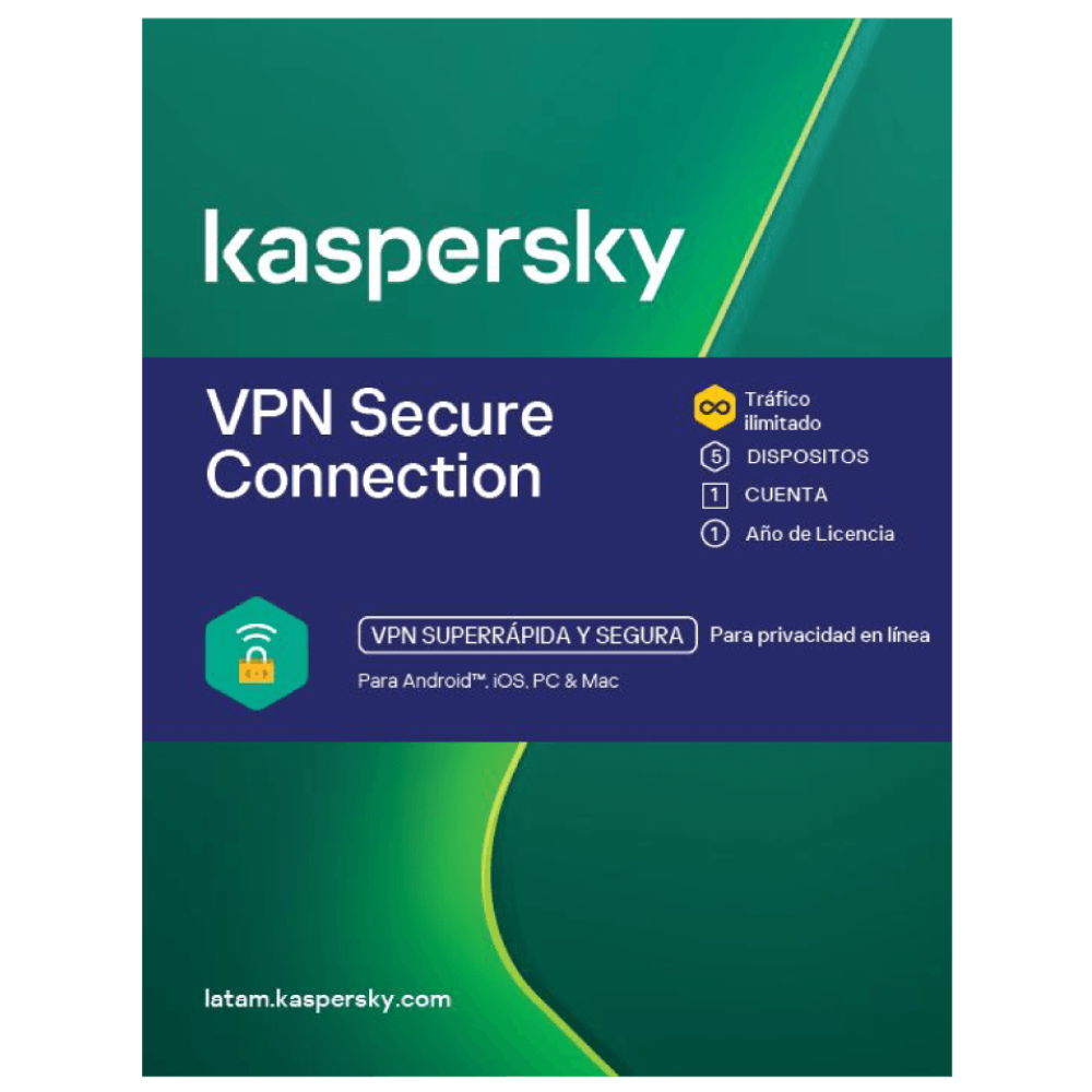 ANTIVIRUS KASPERSKY SECURE CONNECTION / 1 USUARIO 5 DISPOSITIVOS / 1 AÑO / BASE (KL1987DDEFS)