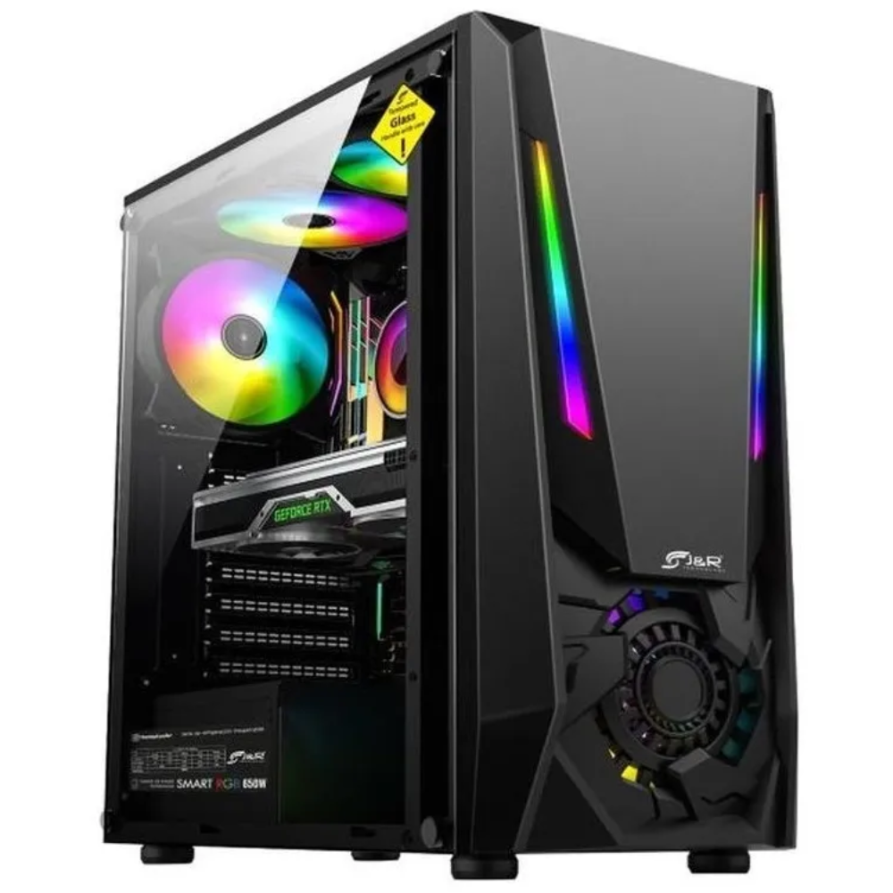 CAJA ATX J&R JX103 DESTROYER / 2 COOLER / CON VIDRIO TEMPLADO /NEGRO