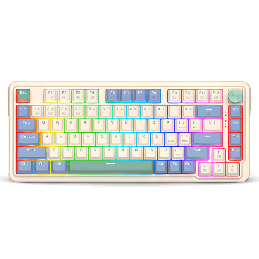 TECLADO REDRAGON UCAL PRO K673CPG RGB-PRO-SP BEICH - PURPURA - VERDE