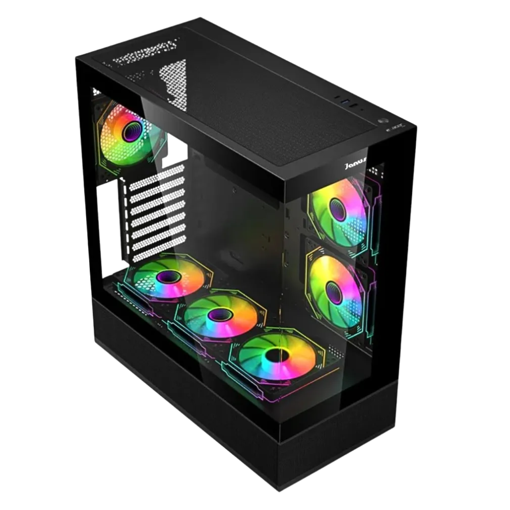 CAJA ATX V930 FALCON / 6 COOLER / VIDRIO TEMPLADO / NEGRO