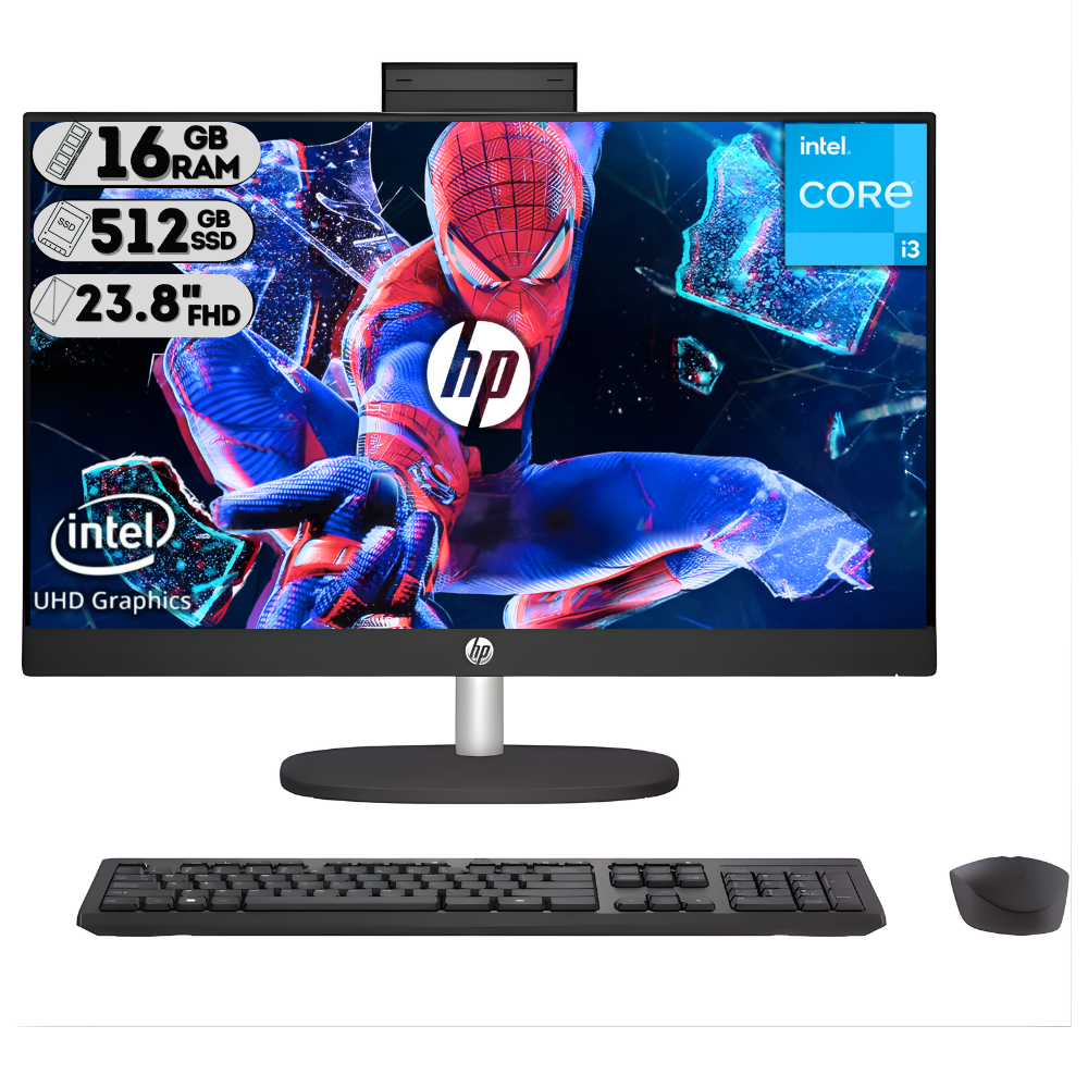 TODO EN UNO HP 24-CR0332LA INTEL CORE I3 N300/ SSD M.2 512GB/ RAM DDR4 16GB/ 23.8" FHD NEGRO