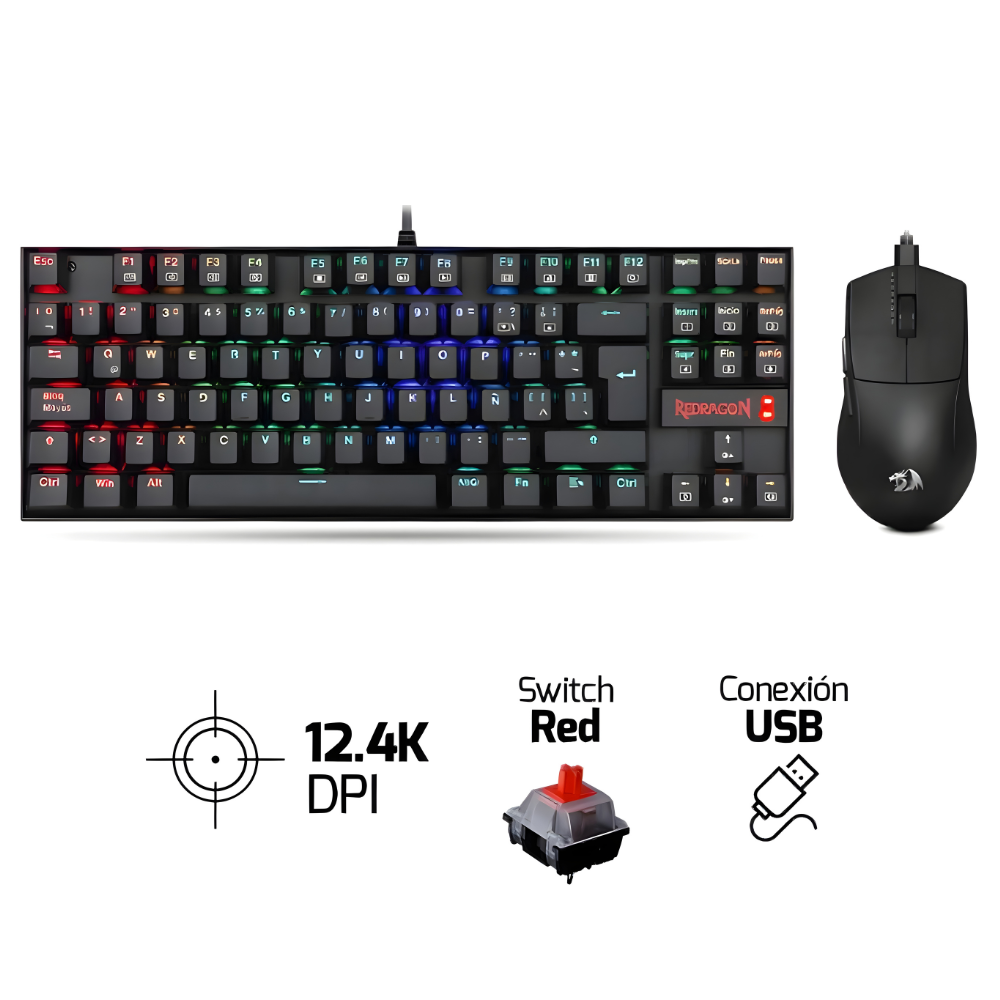 COMBO TECLADO Y MOUSE REDRAGON GAMING ESSENTIALS S145 NEGRO