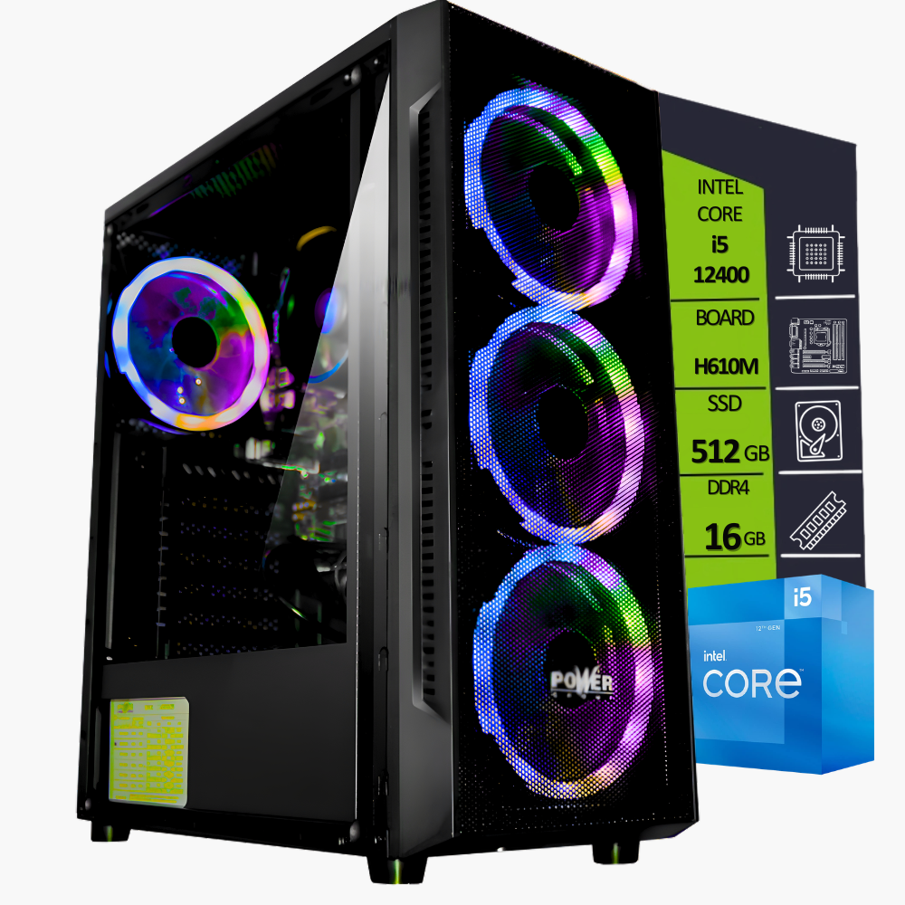 CPU INTEL CORE I5 12400 / BOARD H610M / SSD M.2 512GB / DDR4 16GB