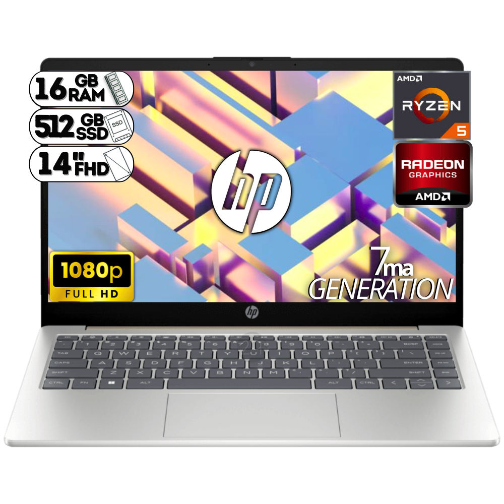 PORTATIL HP 14-EM0009LA RYZEN 5 7520U - RAM DDR5 16GB - SSD 512GB 14" FHD DORADO