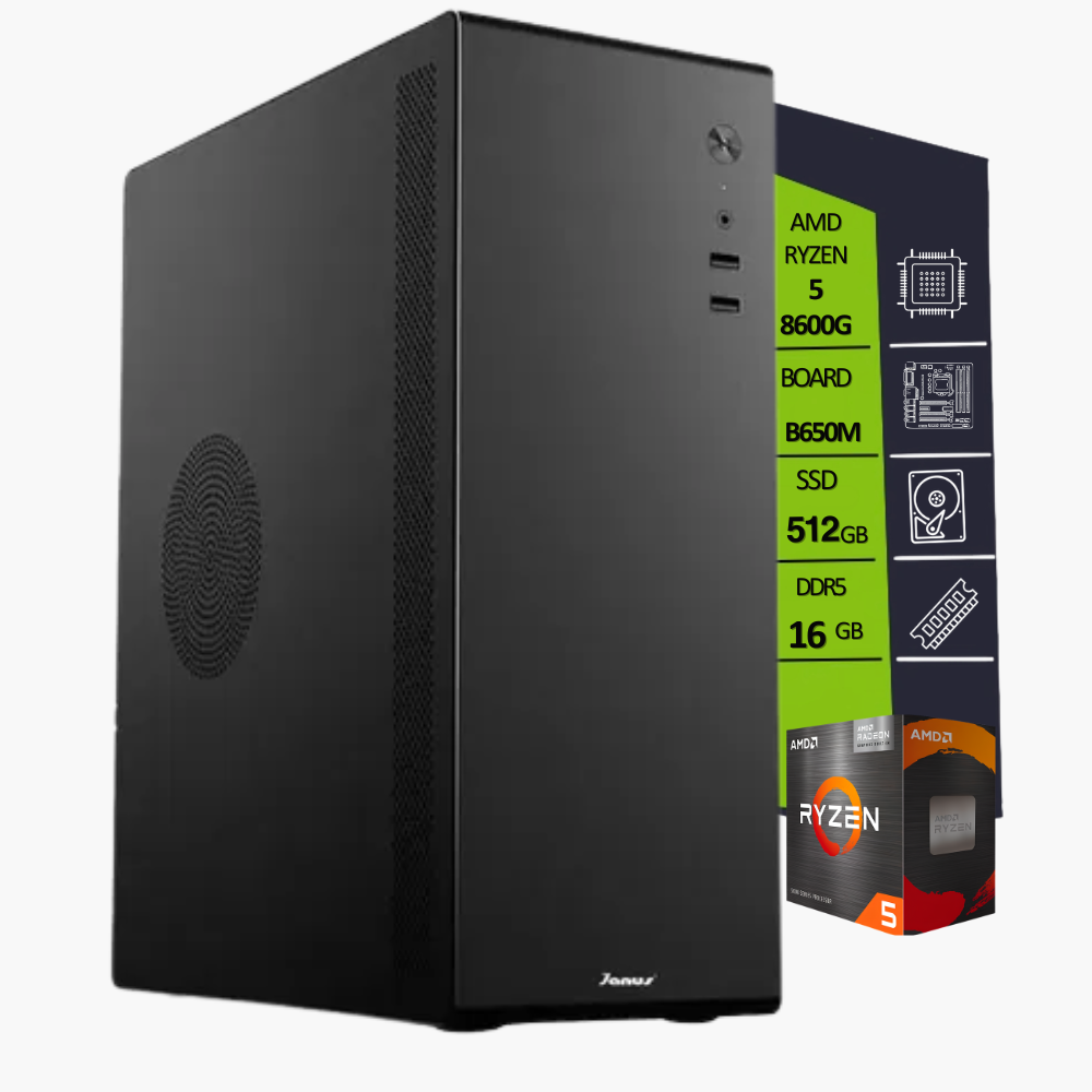 CPU AMD RYZEN 5 8600G / BOARD B650M-B / SSD PCIE 512GB / RAM DDR5 16GB/V200