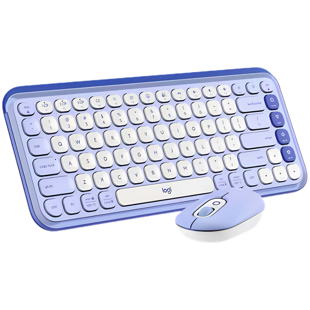 COMBO TECLADO Y MOUSE LOGITECH POP ICON BLUETOOTH LILA Y BLANCO