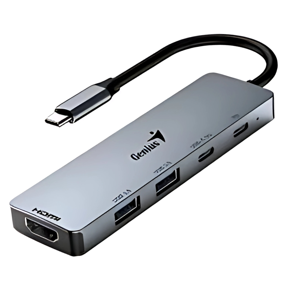 HUB GENIUS UH-500 5 EN 1 -CABLE TIPO C / 2 USB 3.0/ 2 USB TIPO C / 1 HDMI /GRIS