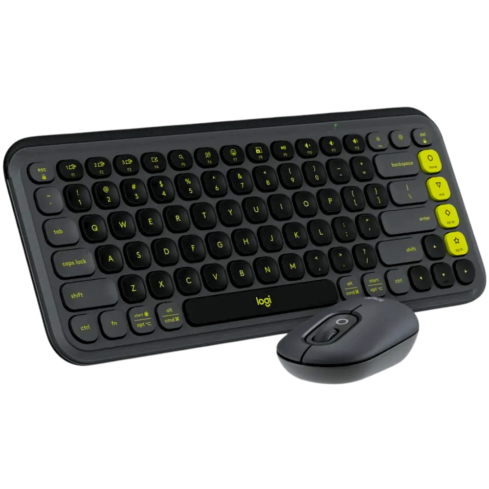 COMBO TECLADO Y MOUSE LOGITECH POP ICON BLUETOOTH NEGRO Y VERDE