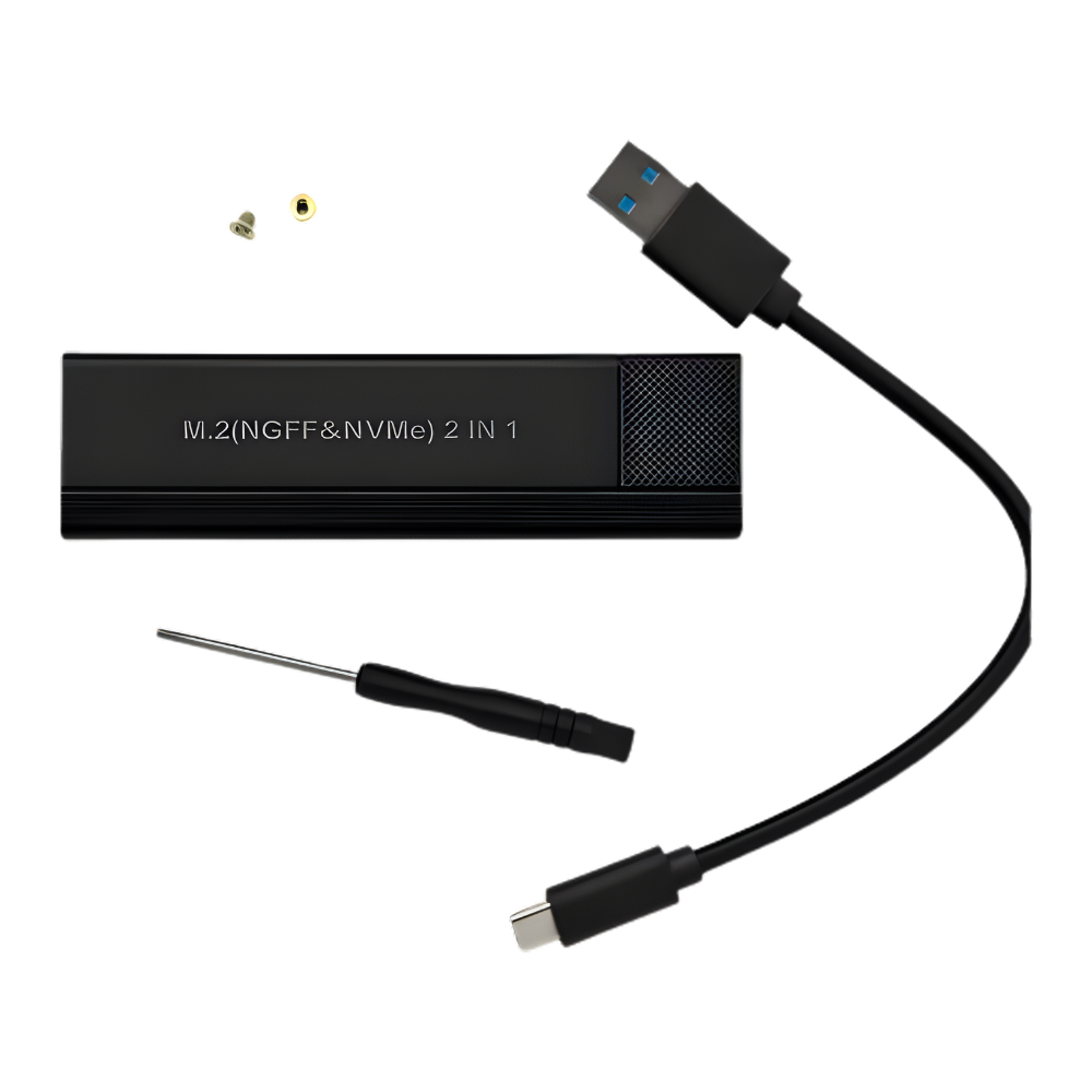 ENCLOSURE M.2 / 2 EN UNO NVME - NGFF / TIPO C 3.1 NEGRO