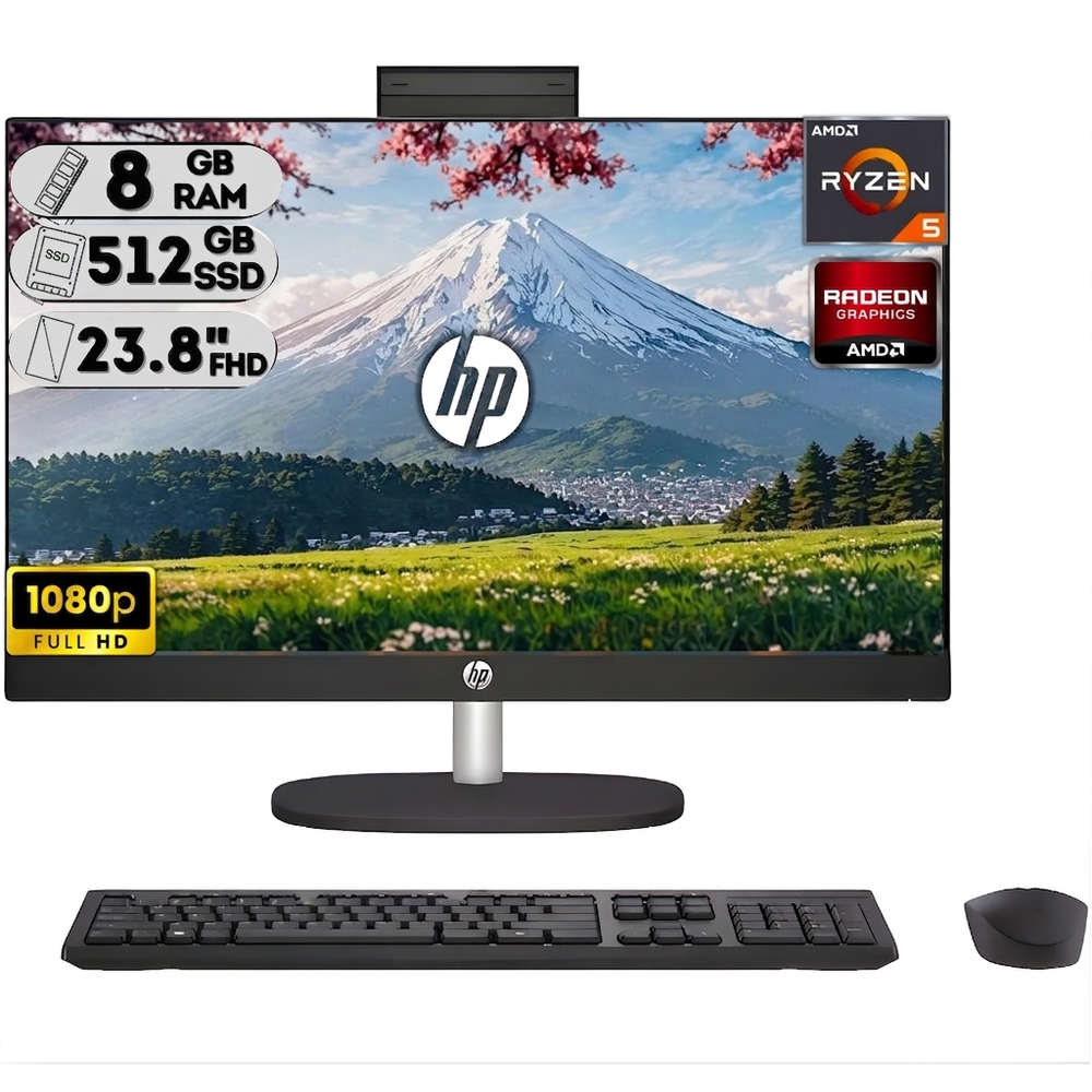 TODO EN UNO HP 24-CR0017LA RYZEN 5 7520U RAM DDR5 8GB SSD 512GB 23.8" FHD NEGRO