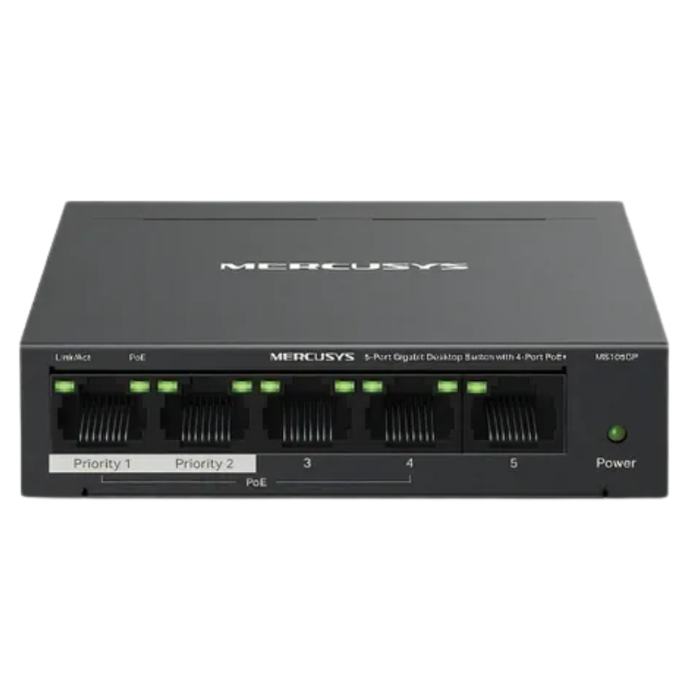 SWITCH MERCUSYS MS105GP 5 PUERTOS NO ADMINISTRABLES GIGABIT DESKTOP SWITCH WITH 4-PORT POE