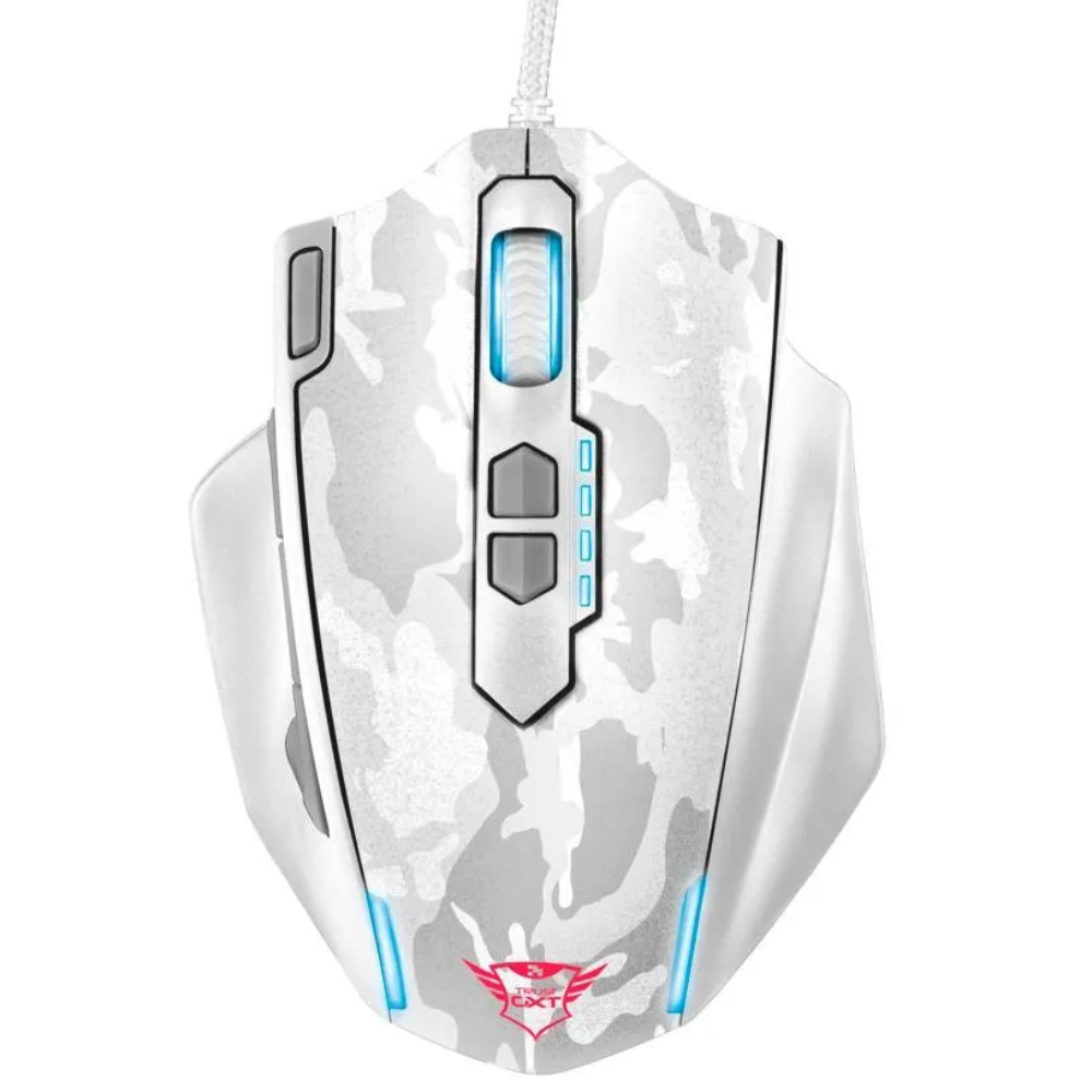 MOUSE GAMER USB TRUST GXT155W BLANCO CON SISTEMA DE PESAS