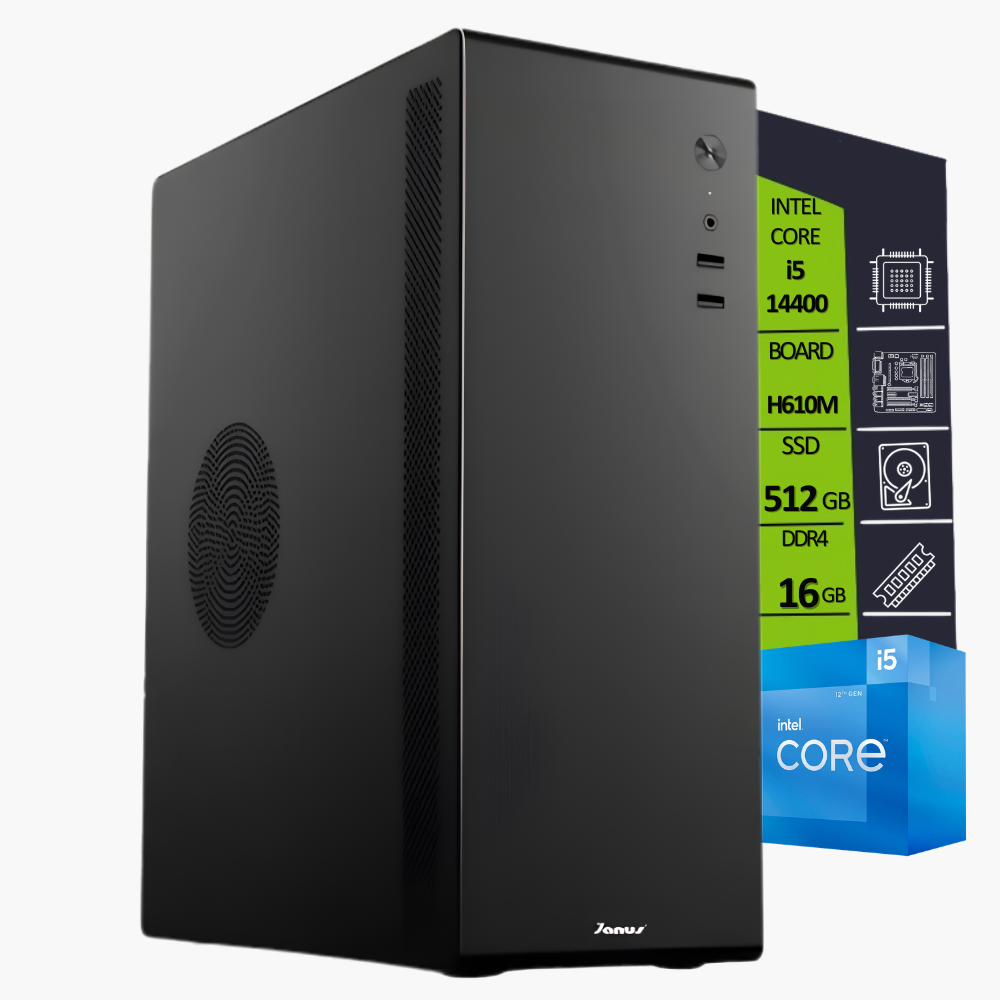 CPU INTEL CORE i5 14400 / BOARD H610M / SSD M.2 512GB / DDR4 16GB/V200