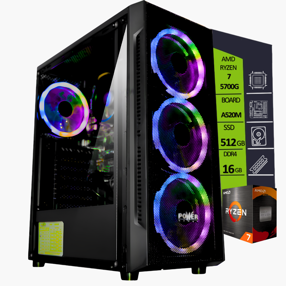 CPU AMD RYZEN 7 5700G / BOARD A520-A PRO /SSD 512GB M.2 / RAM DDR4 16GB