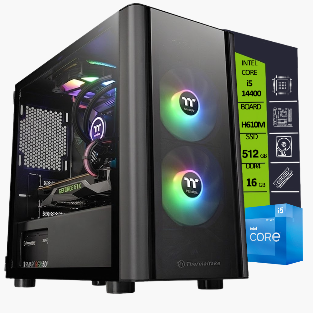 CPU INTEL CORE i5 14400 / BOARD H610M / SSD M.2 512GB / DDR4 16GB