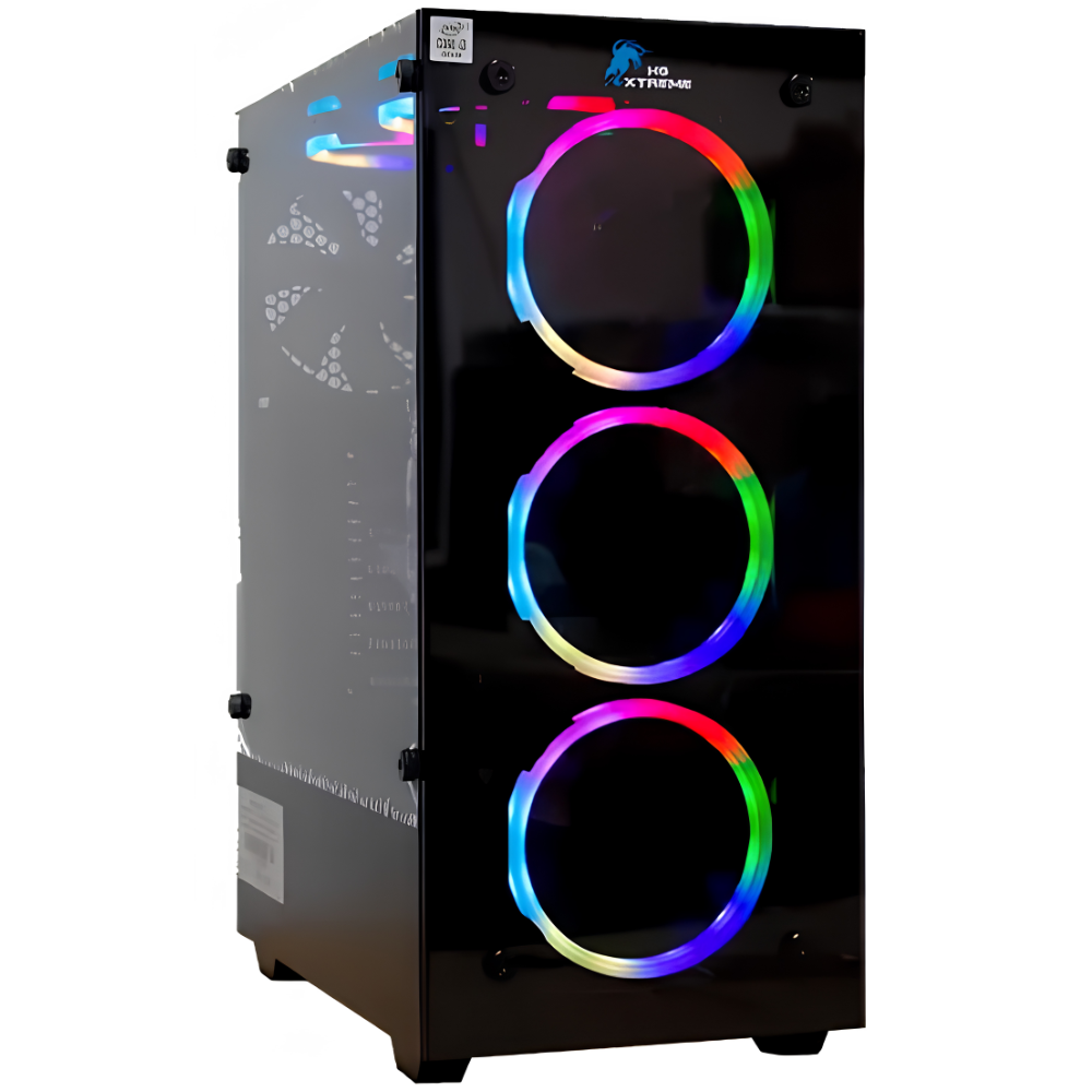 CAJA ATX HG SX-C8012BK / 6 COOLER / VIDRIO TEMPLADO / NEGRO