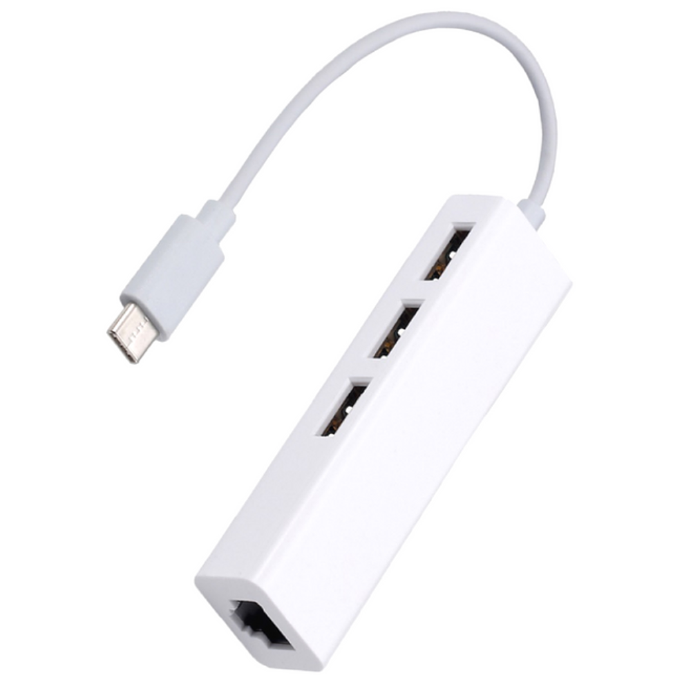 HUB TIPO-C 3.0 / 3 PUERTOS USB / 1 PUERTO RJ45 BLANCO
