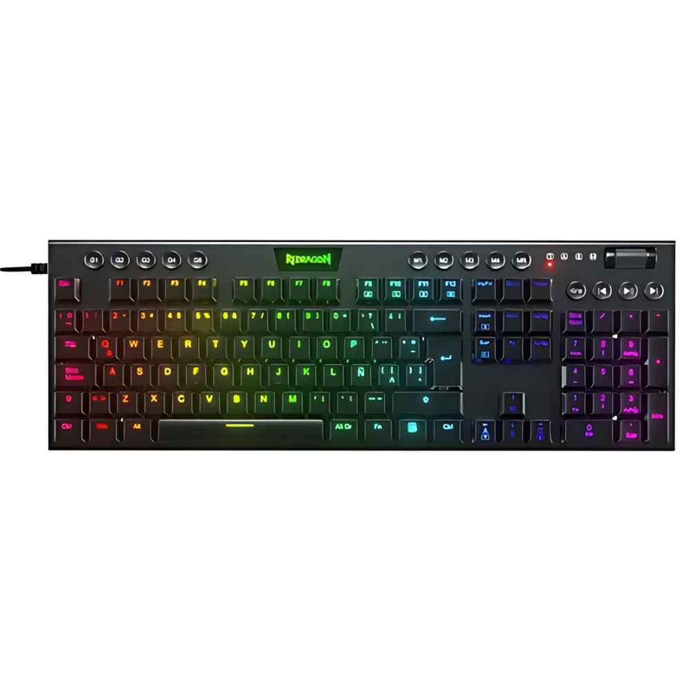 TECLADO GAMER REDRAGON HORUS FS K619 USB TIPO C CON LUCES RGB SWITCH ROJO EN ESPAÑOL NEGRO