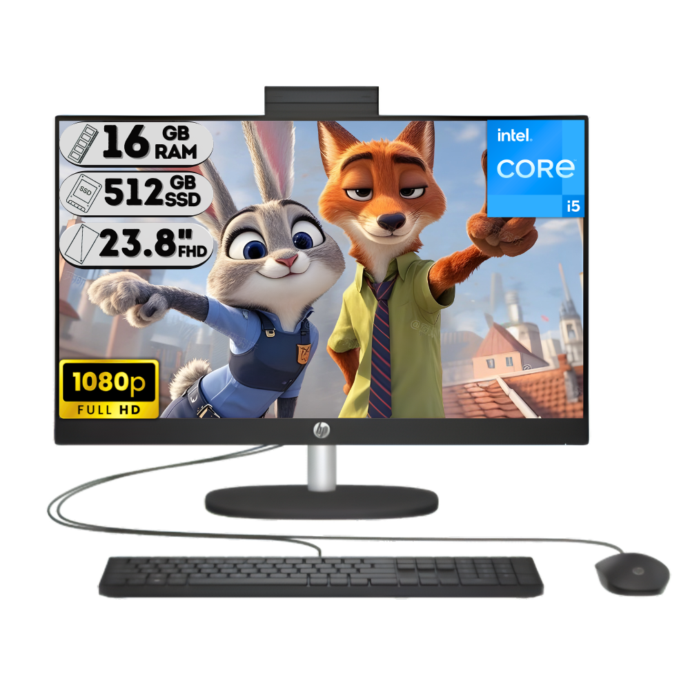 TODO EN UNO HP 24-CR0351LA INTEL CORE I5 1334U/ SSD M.2 512GB/ RAM DDR4 16GB/ 23.8" FHD NEGRO