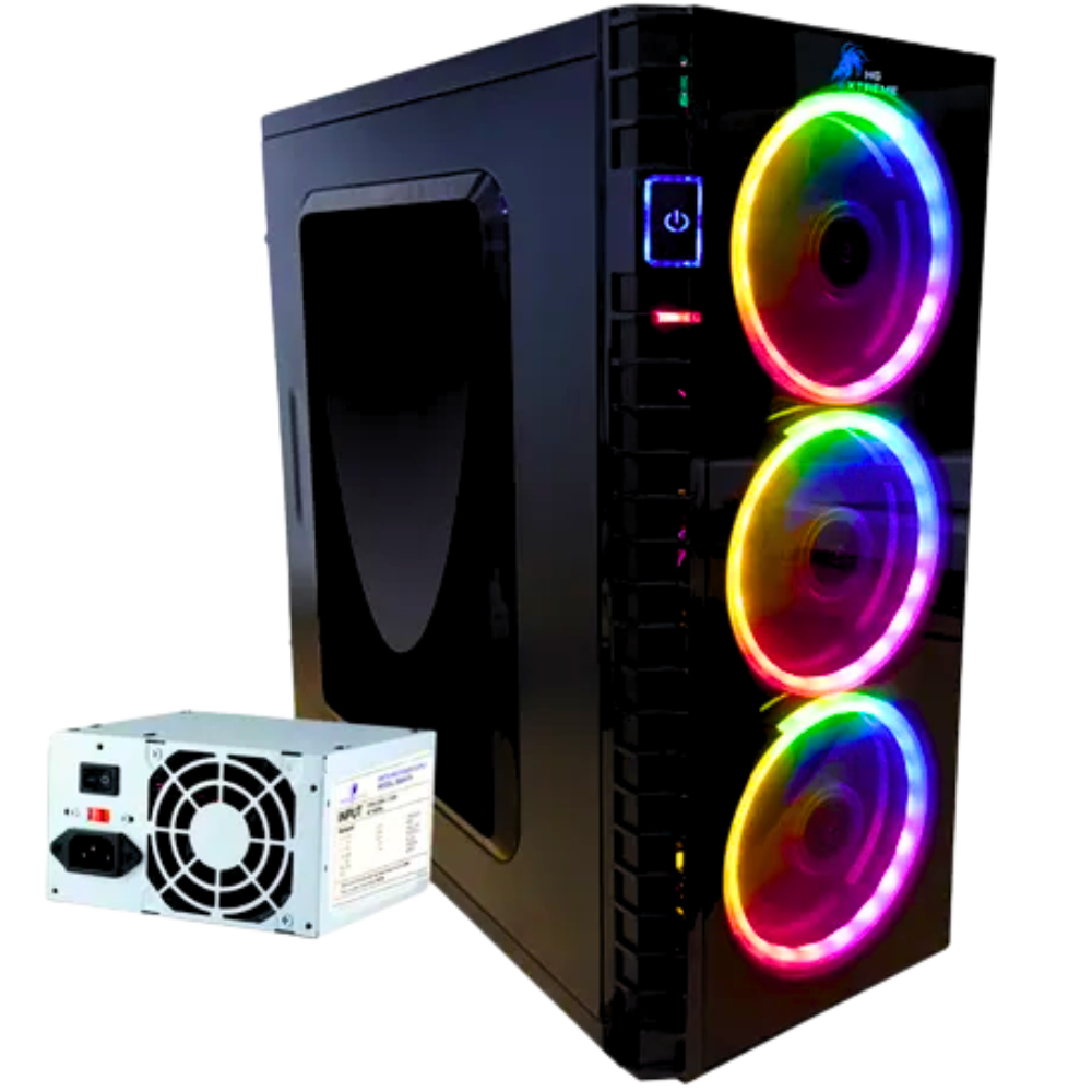 KIT CAJA ATX HG SX-C3138BK / FUENTE DE PODER SENCILLA /NEGRO