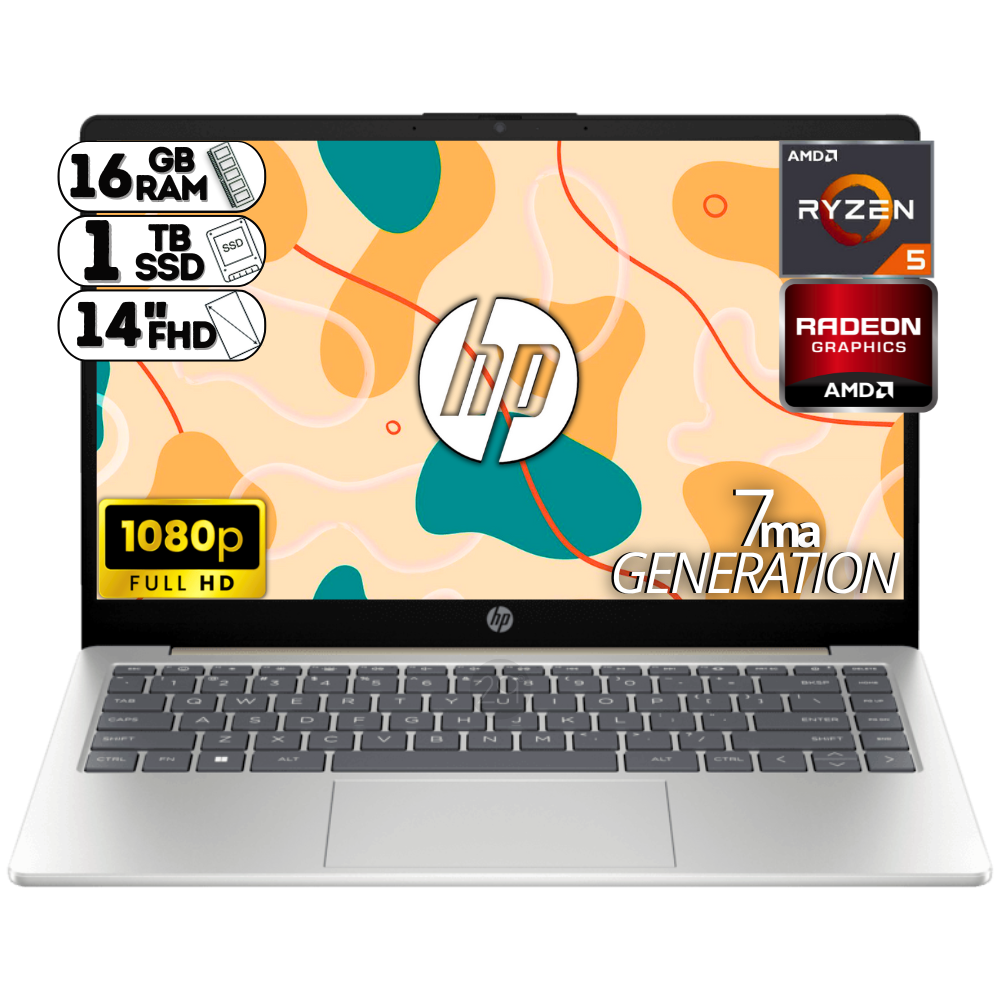 PORTATIL HP 14-EM0009LA RYZEN 5 7520U/ RAM DDR5 16GB/ SSD M.2 1000GB/ 14" FHD DORADO