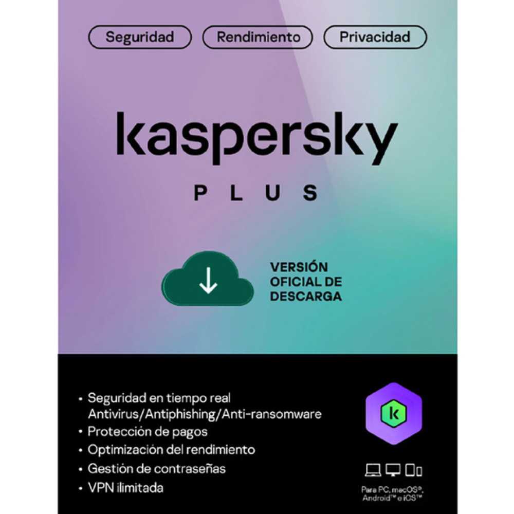 ANTIVIRUS KASPERSKY PLUS / 10 DISPOSITIVOS / 1 AÑO / BASE (KL1042DDKFS)