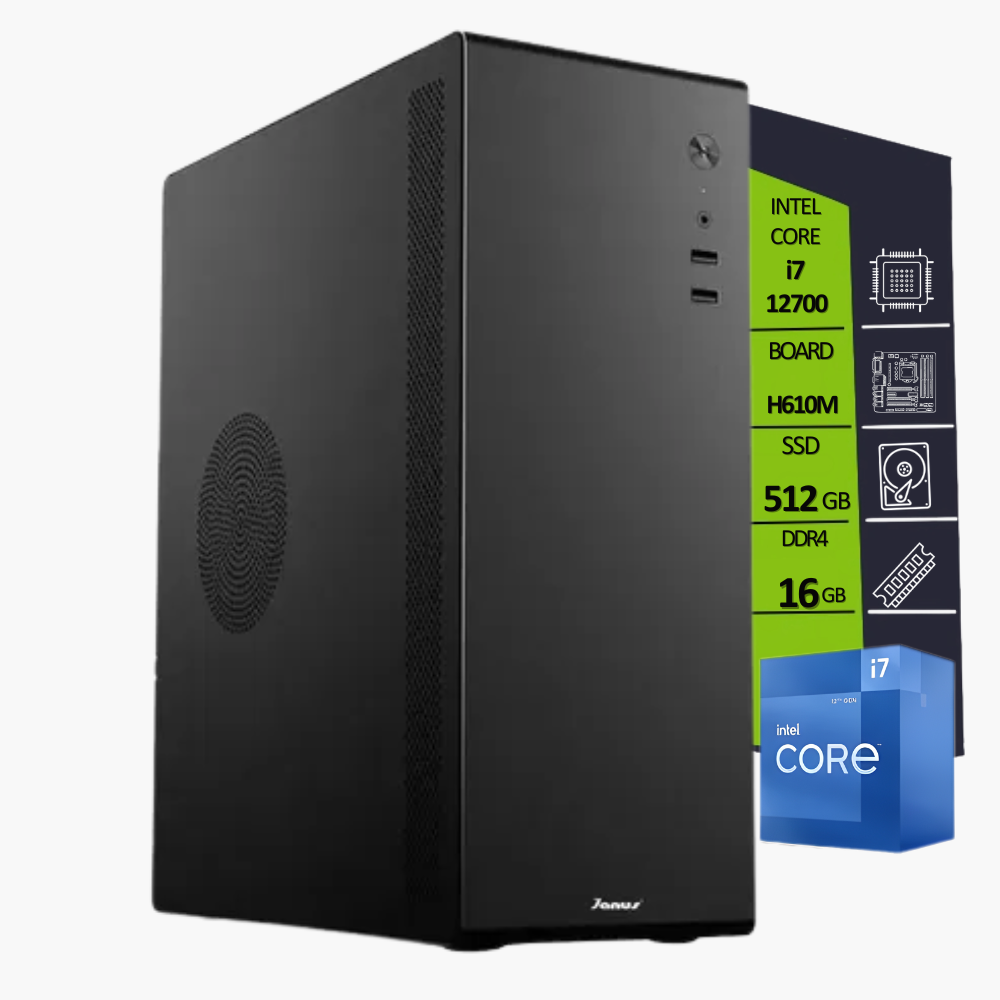 CPU INTEL CORE I7 12700 / BOARD H610M-G / SSD M.2 512GB / RAM DDR5 16GB/V200