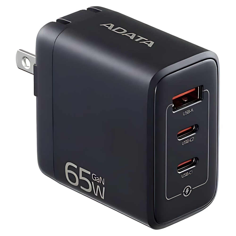 CARGADOR ADATA 3 EN UNO / 1 PUERTO USB / 2 TIPO C / 65W CABLE 2M